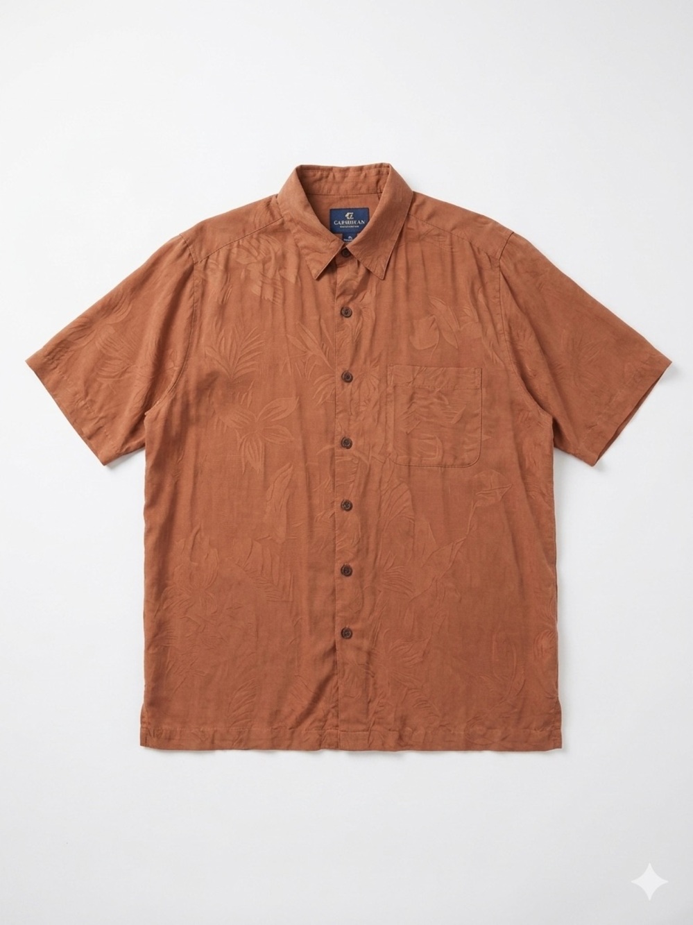 Caribbean Joe Short Sleeve Button-Down Shirt - Rust